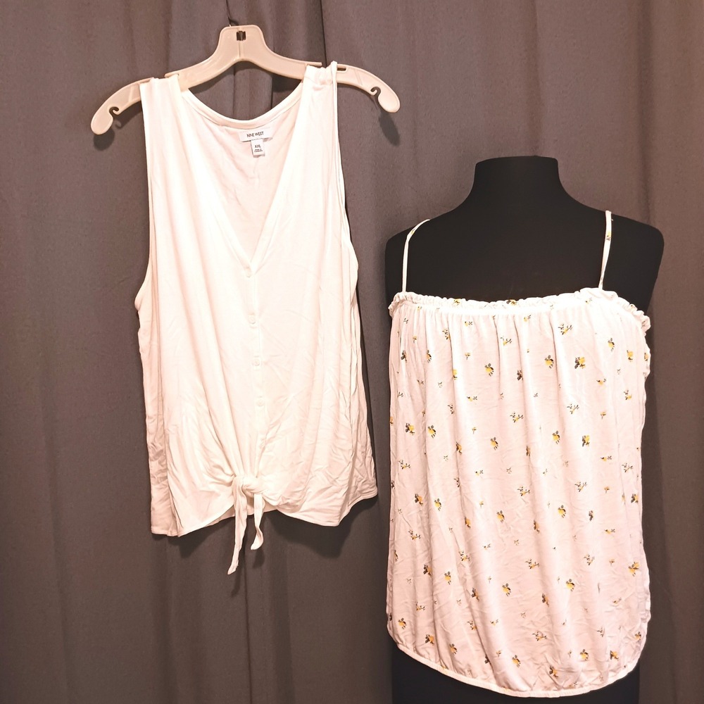 Nine West White Tie Front Tank & Lascana Floral Cami Bundle XXL 12/14 Womens